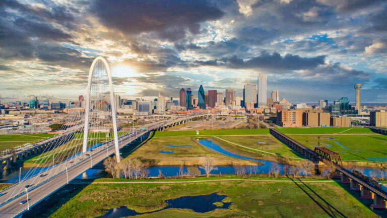Dallas Texas TX Downtown Drone Skyline Aerial.
