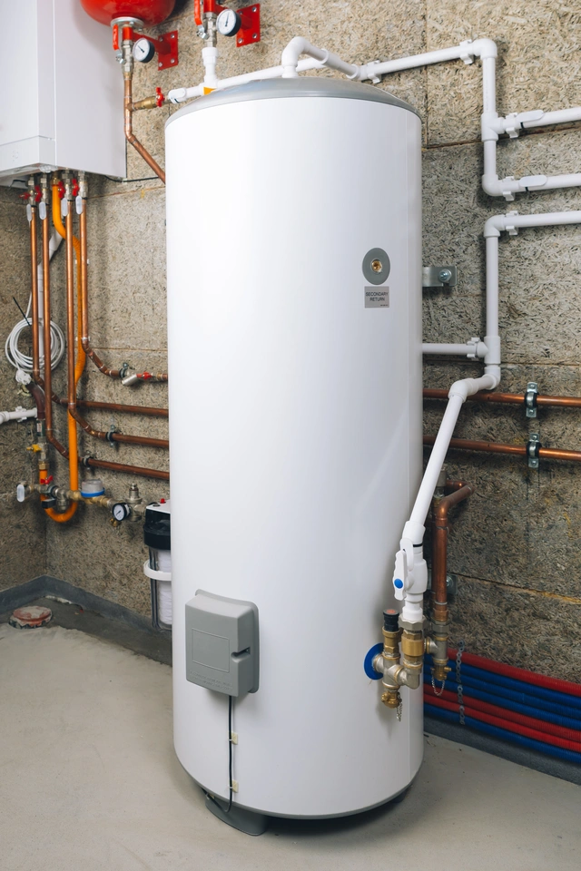 water heater in modern boiler room at home