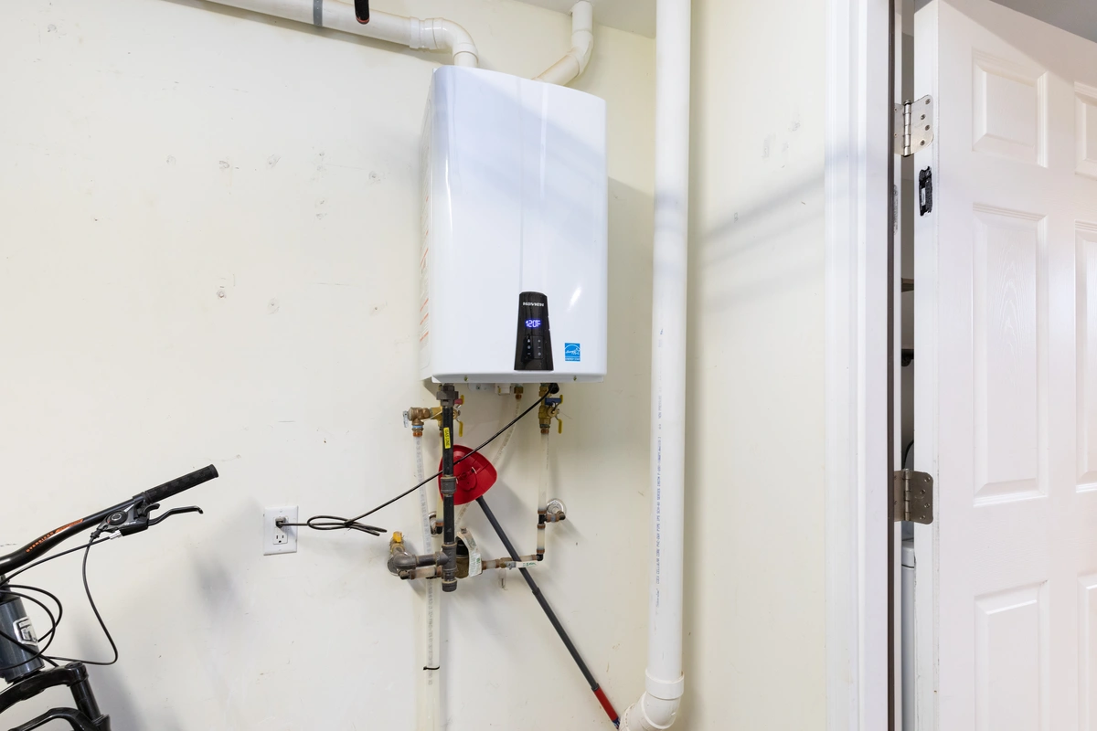 tankless water heater in the garage
